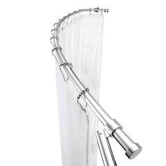Croydex Bendy Shower Rail with Ceiling Support/Hooks and Gliders 250 cm White