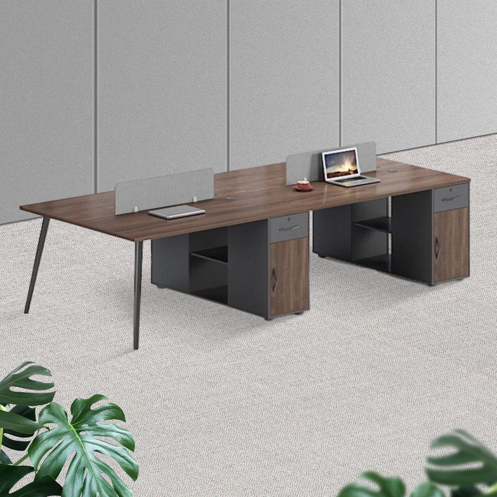 WIKI BOARD 2-Person Benching Workstation With 4 Cabinets | Wayfair