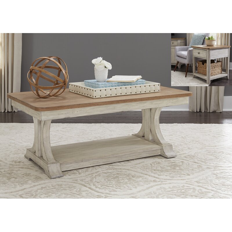One Allium Way Kreutzer Solid Wood Trestle Coffee Table With Storage Reviews Wayfair