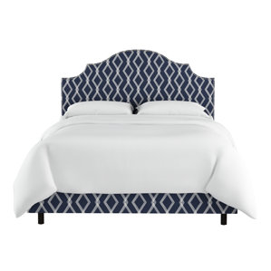 Edford Nail Button Notched Crossweave Upholstered Panel Bed by Varick Gallery