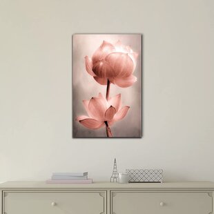 lotus flower painted  Floral CANVAS WALL ART Picture Print VA