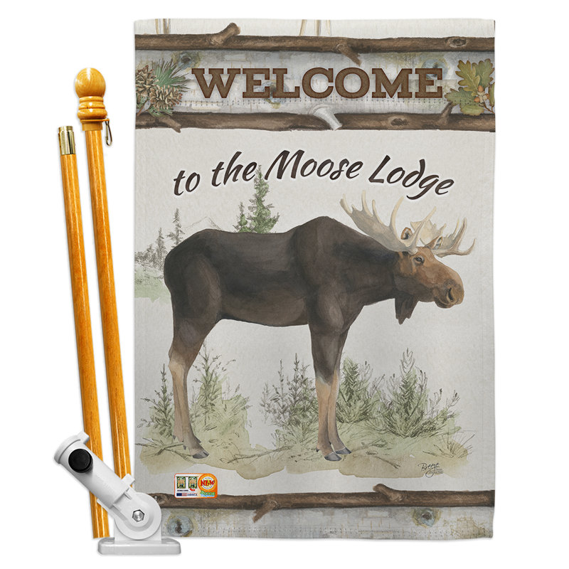 Breeze Decor The Moose Lodge 2 Sided Polyester 40 X 28 In Flag Set Wayfair