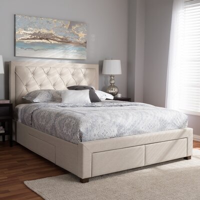 storage upholstered platform bed minatare tantallon