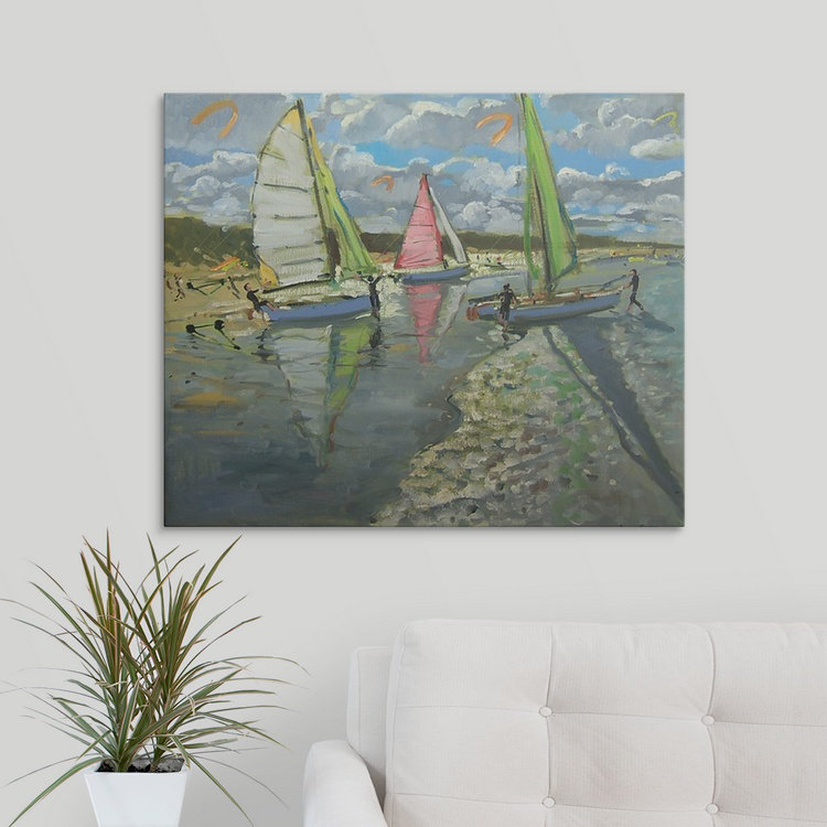 Great Big Canvas 3 Sailboats Bray Dunes France By Andrew Macara Painting Print Wayfair Ca