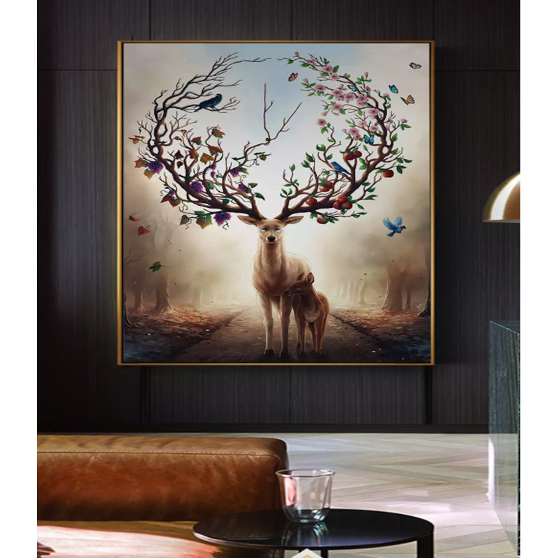Millwood Pines Robie Horned Deer Abstract Forest Tree Textile