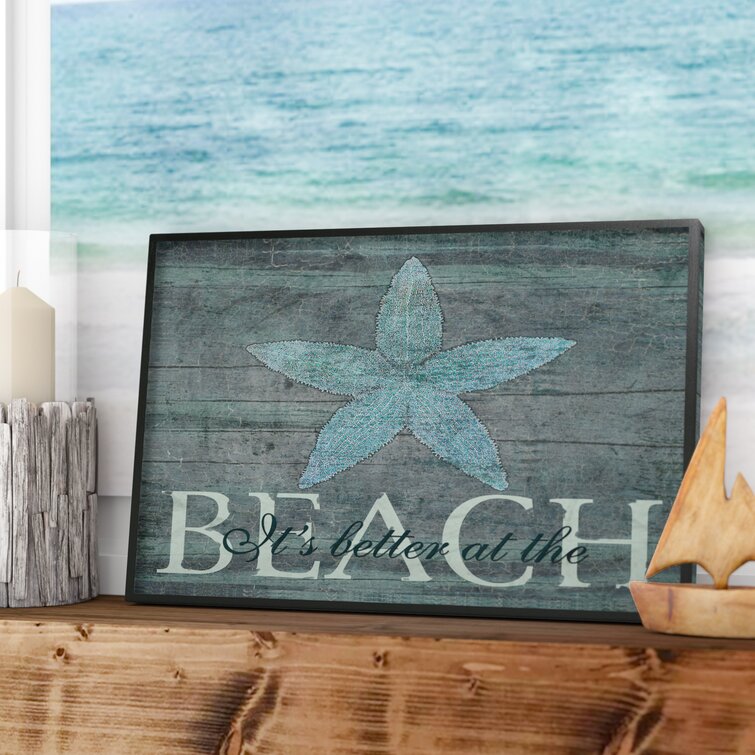 Life is Better At the Beach Starfish Seashells Wood Plank Design Wall Box Sign