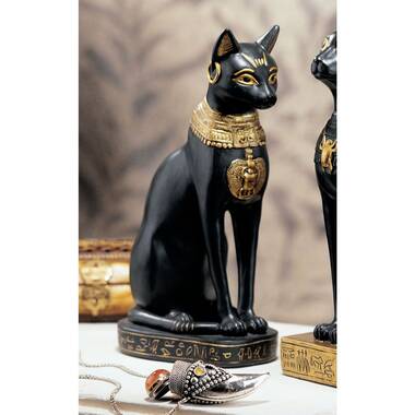 Set of Two Polyresin 12.5 cm Design Toscano Altar of The Cat Goddess Bastet Egyptian Candle Holders Faux Bronze