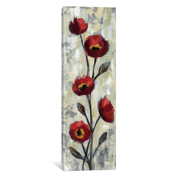 East Urban Home Simple Red Floral Ii Painting Print On Canvas