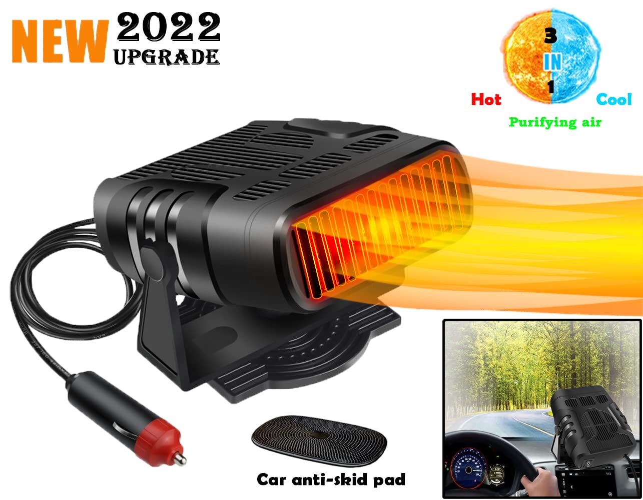 2022 New Upgrade car Heater,12V Portable Fan Defrost and Defog Car Heater for Windshield Automobile Plug Thermostat Fast Cooling Heating 