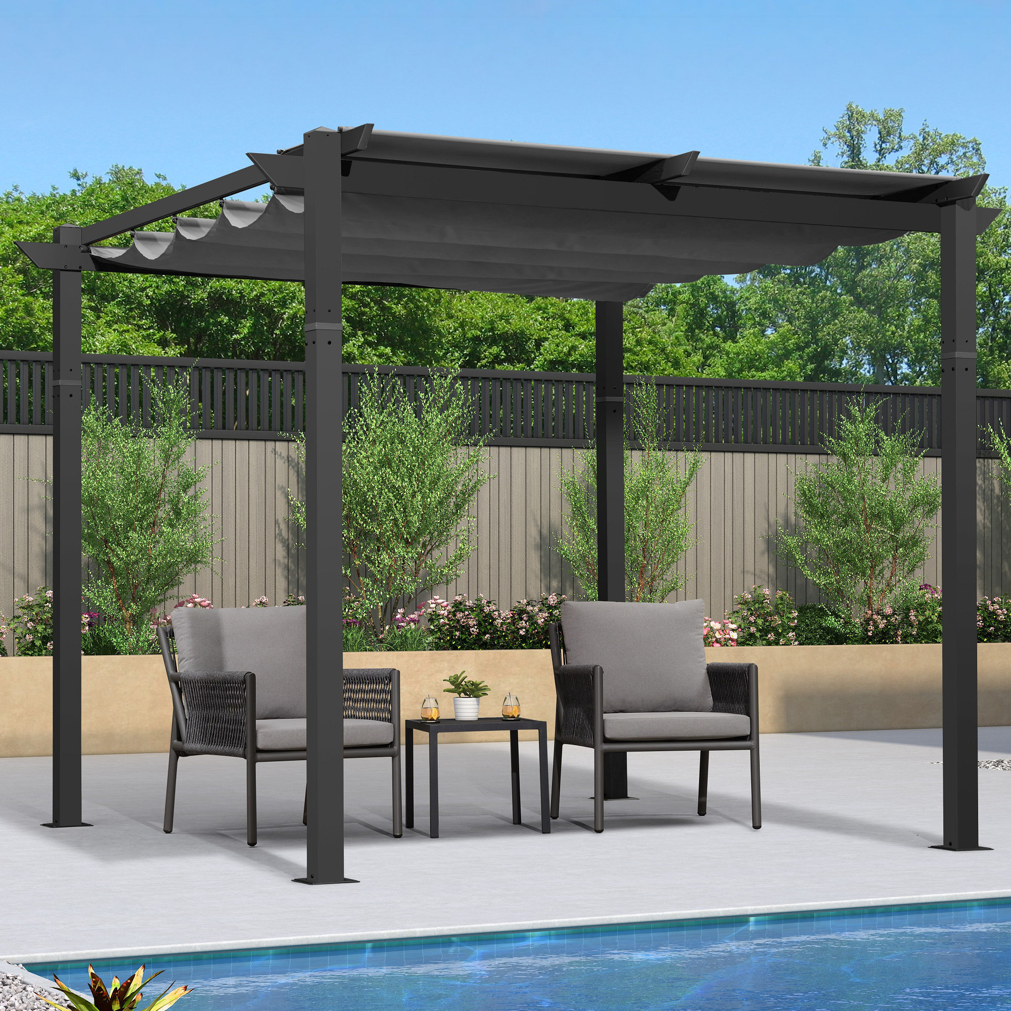 10 Ft. D Aluminum Pergola With Canopy 