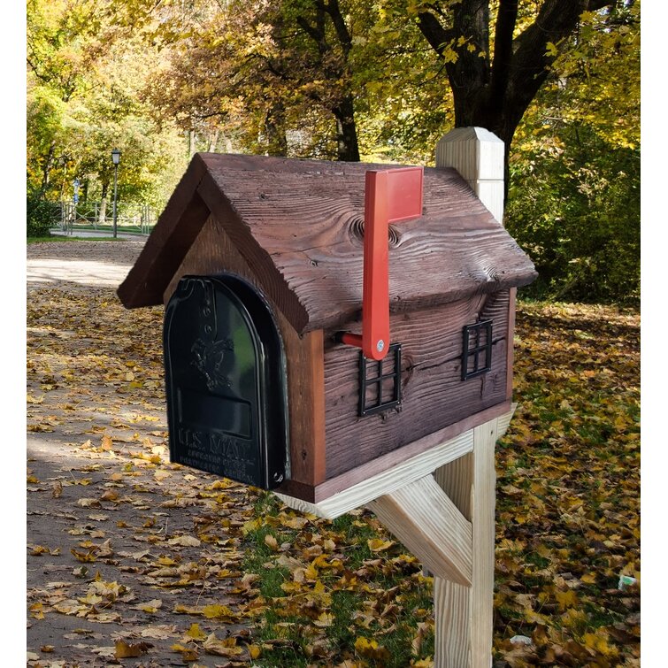 Solid Pine with Tamper Resistant Mounting Hardware Log Cabin Mailbox
