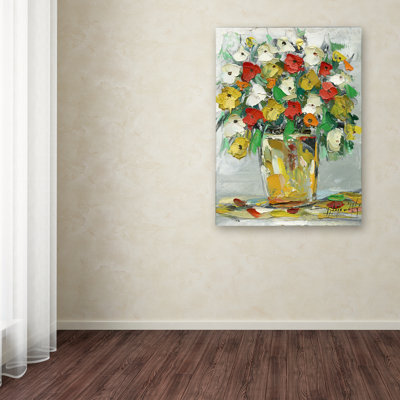 Spring Flowers in a Vase 11 Painting Print on Wrapped Canvas
