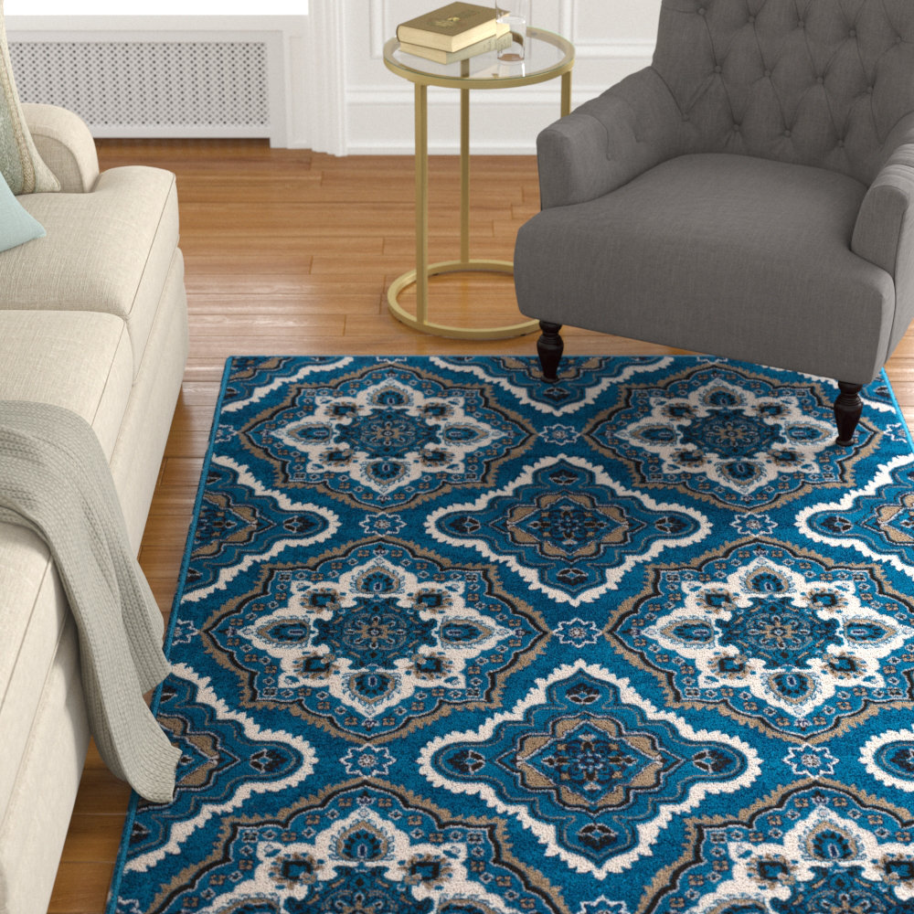 Kent Modern Medallion Navy Brown Area Rug Kent Modern Medallion Navy Brown Area Rug