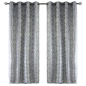 Lite Out Geometric Blackout Grommet Curtain Panels (Set of 2)
