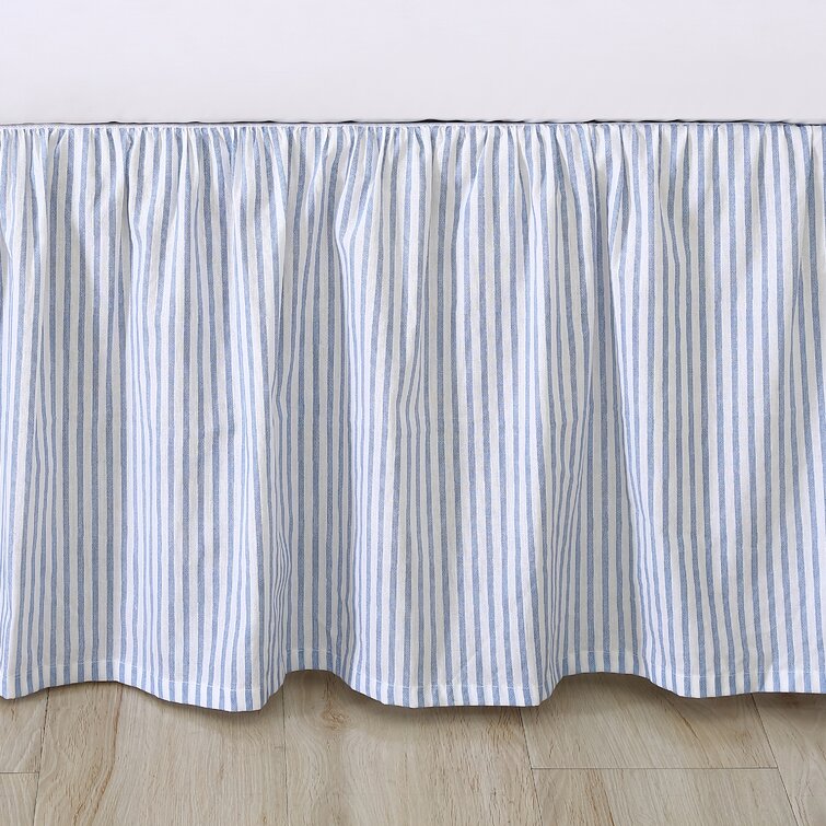 Laura Ashley La Classics Ticking Stripe Ruffled Bed Skirt, Full, Blue