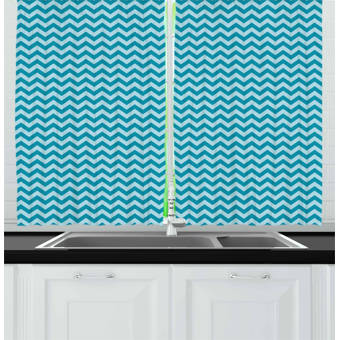 East Urban Home Ambesonne Chevron Kitchen Curtains Zigzags In Sea Colours Ocean Waves Nautical Theme Sailboat Design Sea Breeze Window Drapes 2 Panel Set For Kitchen Cafe Decor 55 X 39