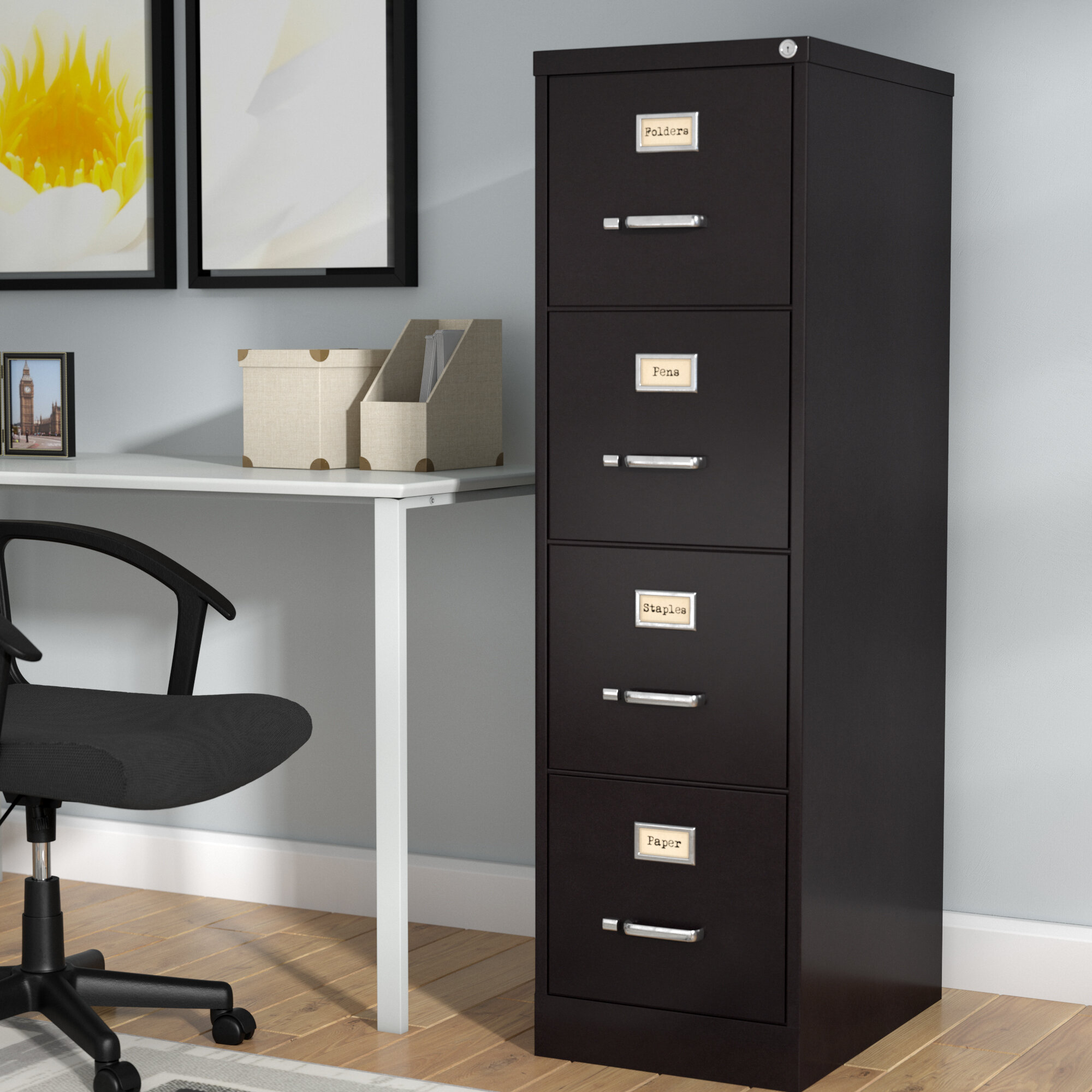 4 drawer cabinet and office desk