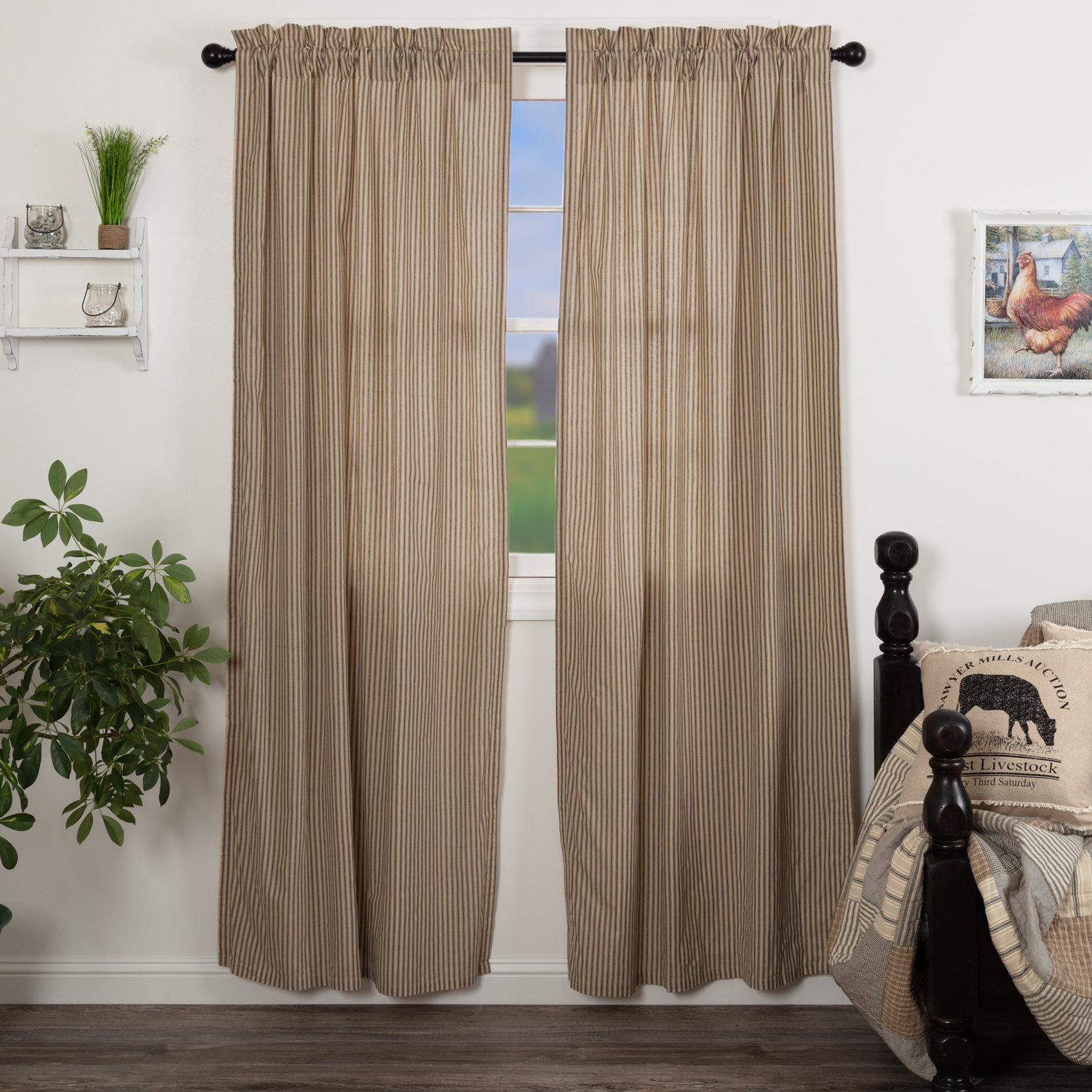 Surikova Ticking Stripe Rod Pocket Curtain Panels Surikova Ticking Stripe Rod Pocket Curtain Panels