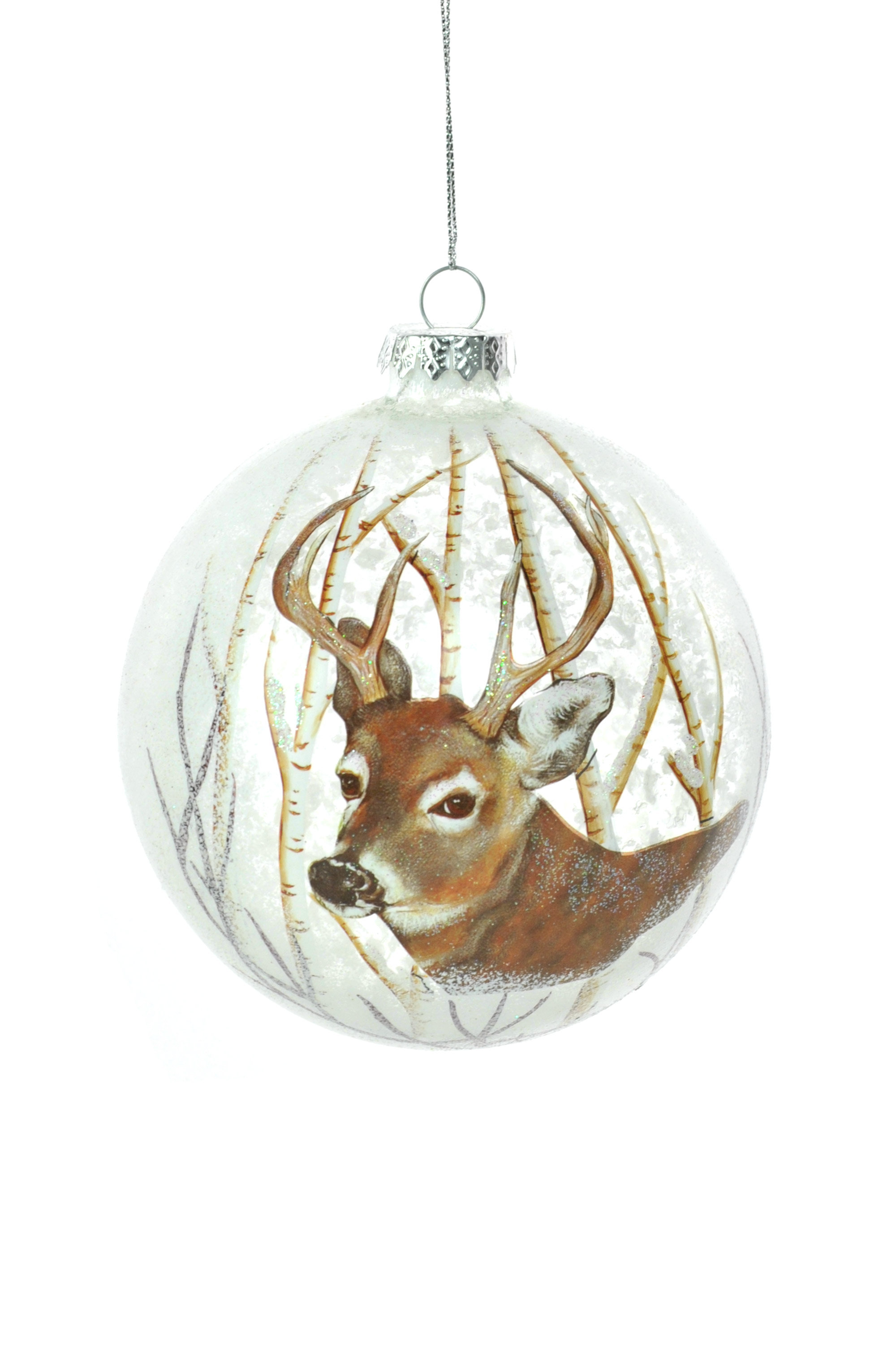 The Holiday Aisle Glass Opaque Ball With Reindeer Ball Ornament Wayfair