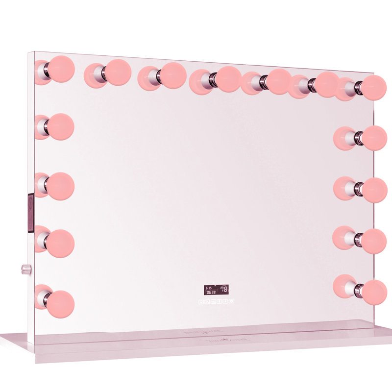 Reigncharm Hollywood Vanity Mirror 44 X 33 15 Color Changing Light Bulbs With Bluetooth Speakers Border Less Wayfair Lighted vanity mirrors really change your makeup game. wayfair