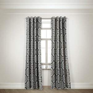 Arias Damask Semi-Sheer Grommet Curtain Panels (Set of 2)
