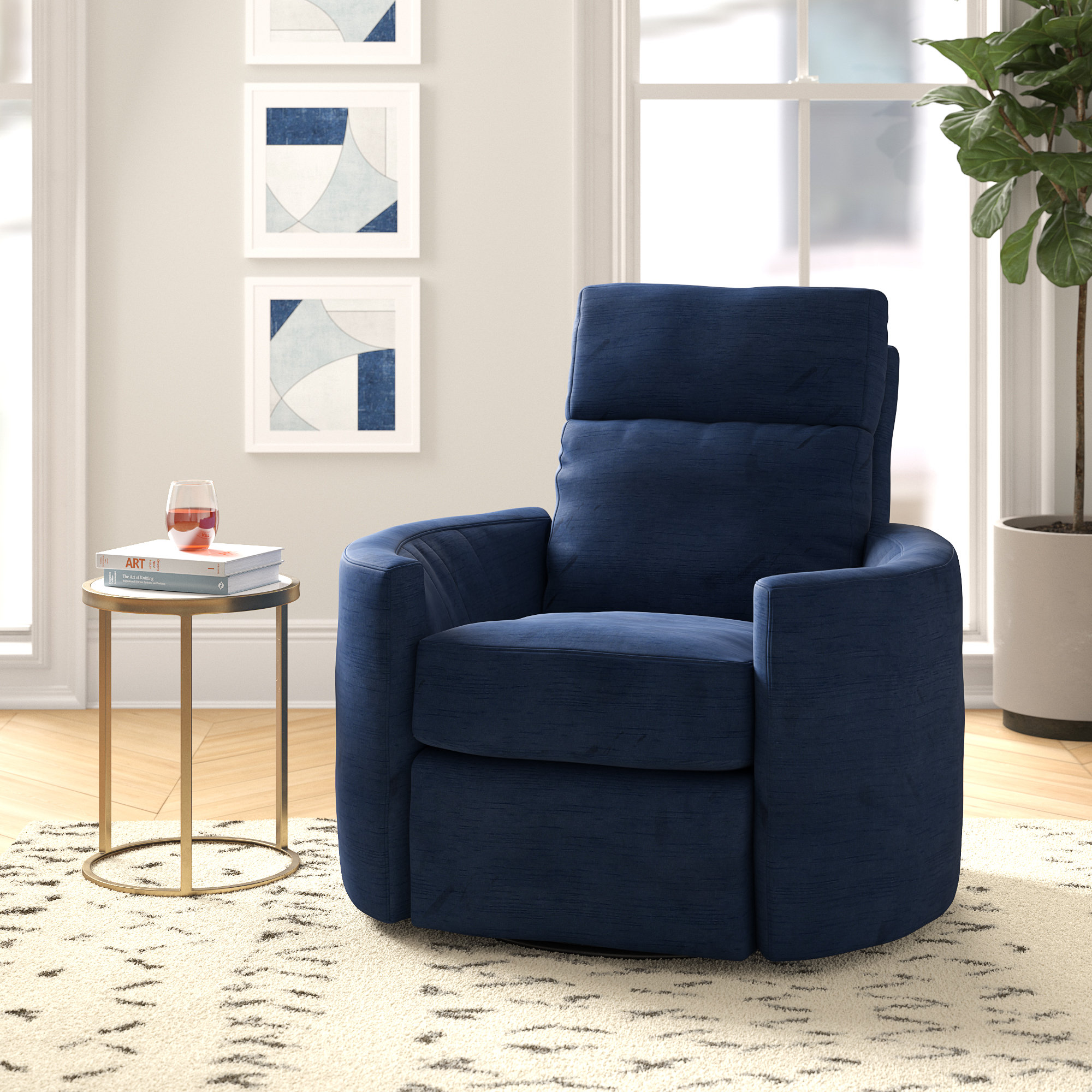 swivel recliner blue