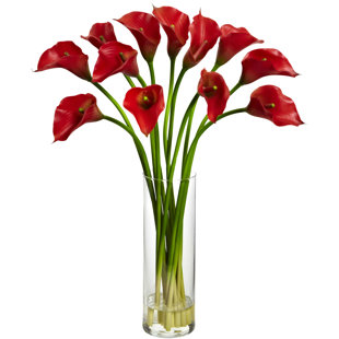 Modern Contemporary Faux Flower Arrangements Allmodern Mini Calla Lily Silk Flower Arrangement With Vase