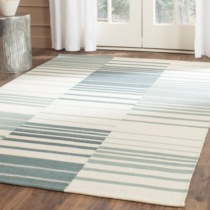 Kilim Handwoven Flatweave Cotton Blue Ivory Area Rug Kilim Handwoven Flatweave Cotton Blue Ivory Area Rug