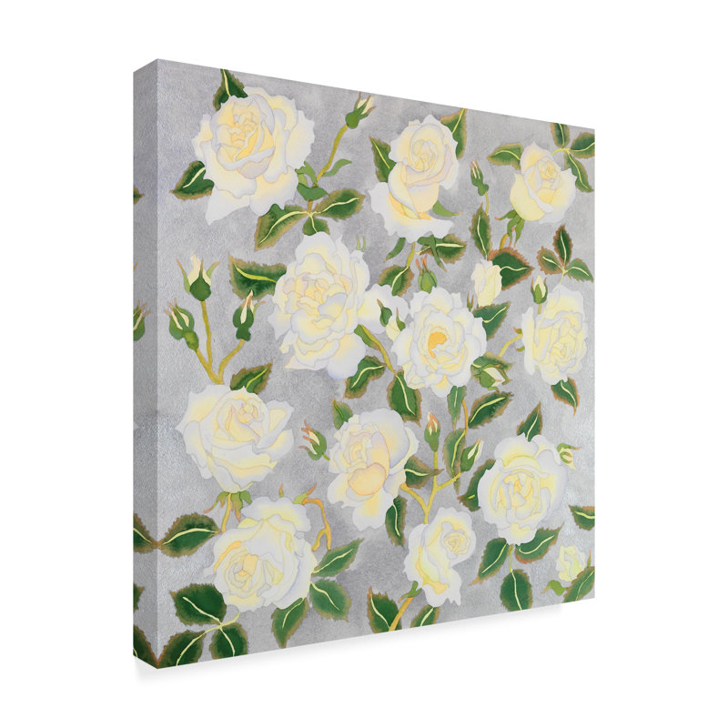 Trademark Art White Roses Watercolor Painting Print On Wrapped