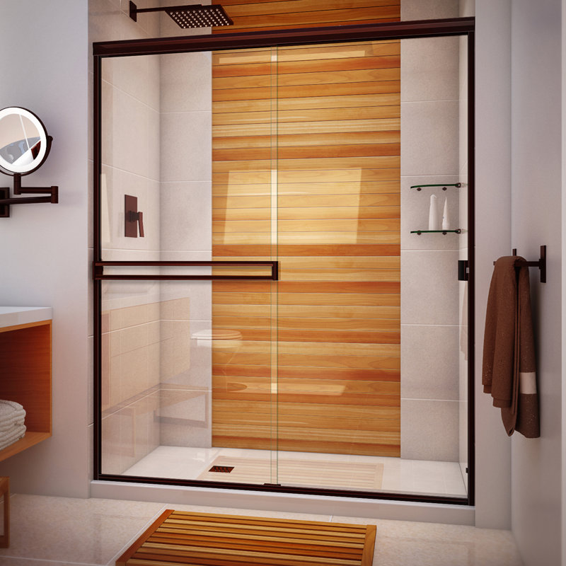 Foremost Tides 23 In To 25 In X 65 In Framed Pivot Shower Door In Silver With Obscure Glass With Handle Tdsw2565 Ob Sv The Home Depot