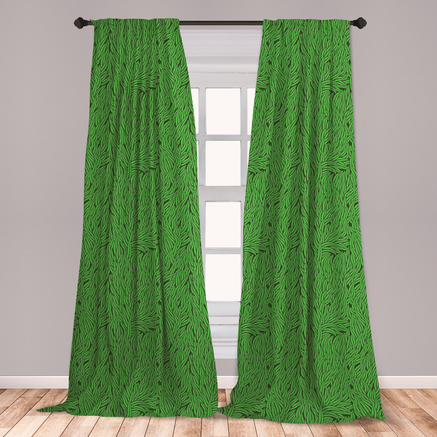 Luxury lime green window valance East Urban Home Almandine Green Curtains Hand Drawn Style Grass Pattern Abstract Simplistic Environmental Growth Eco Window Treatments 2 Panel Set For Living Room Bedroom Decor 56 X 63 Lime Emerald Wayfair