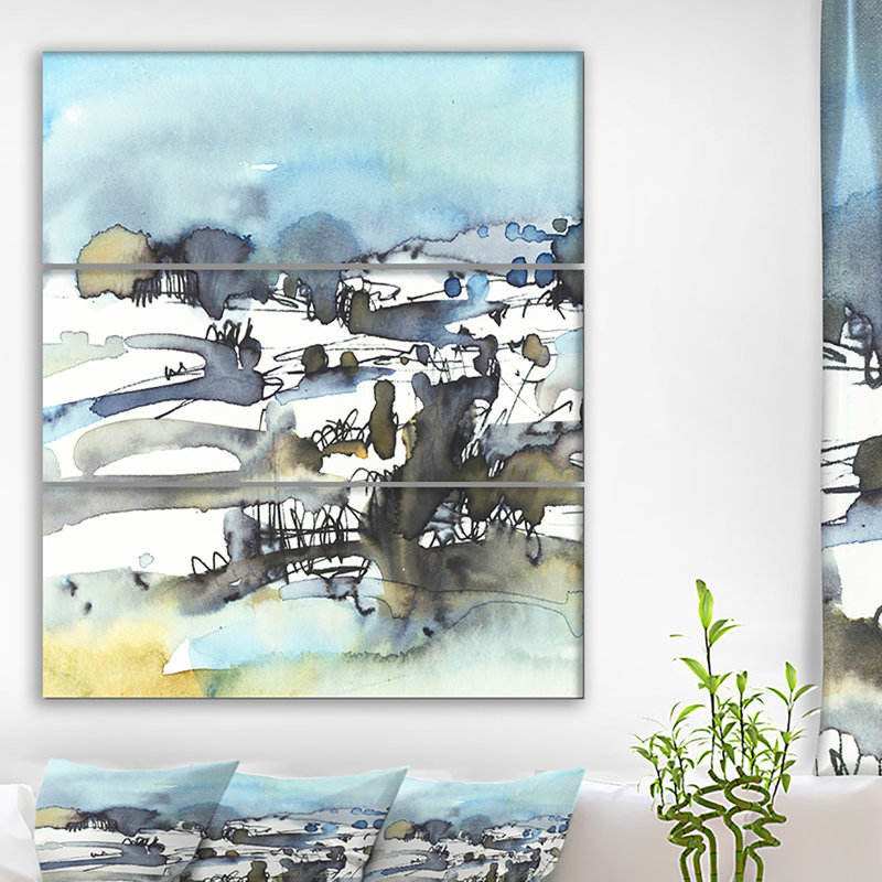 East Urban Home Winter Abstract Paintings Oil Painting Print
