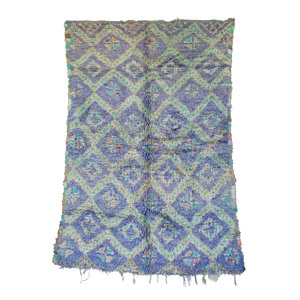 Zayane Vintage Moroccan Hand Knotted Wool Purple/Teal Are Rug