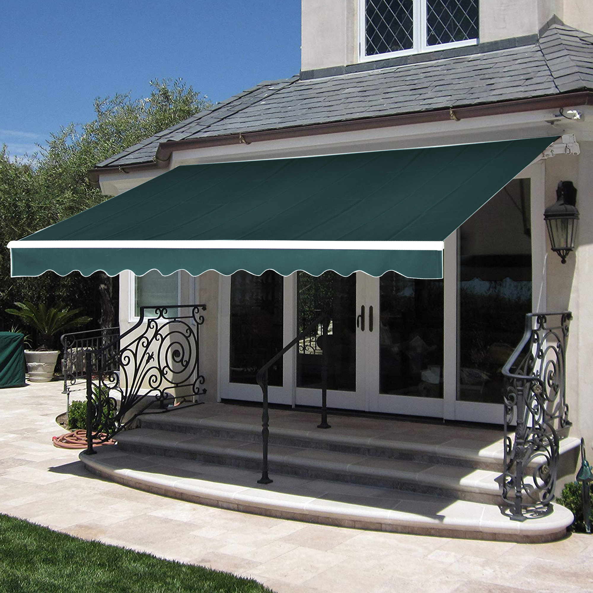 Arlmont Co Sparta 11 8 W X 9 10 D Manual Retraction Slope Patio Awning Reviews Wayfair