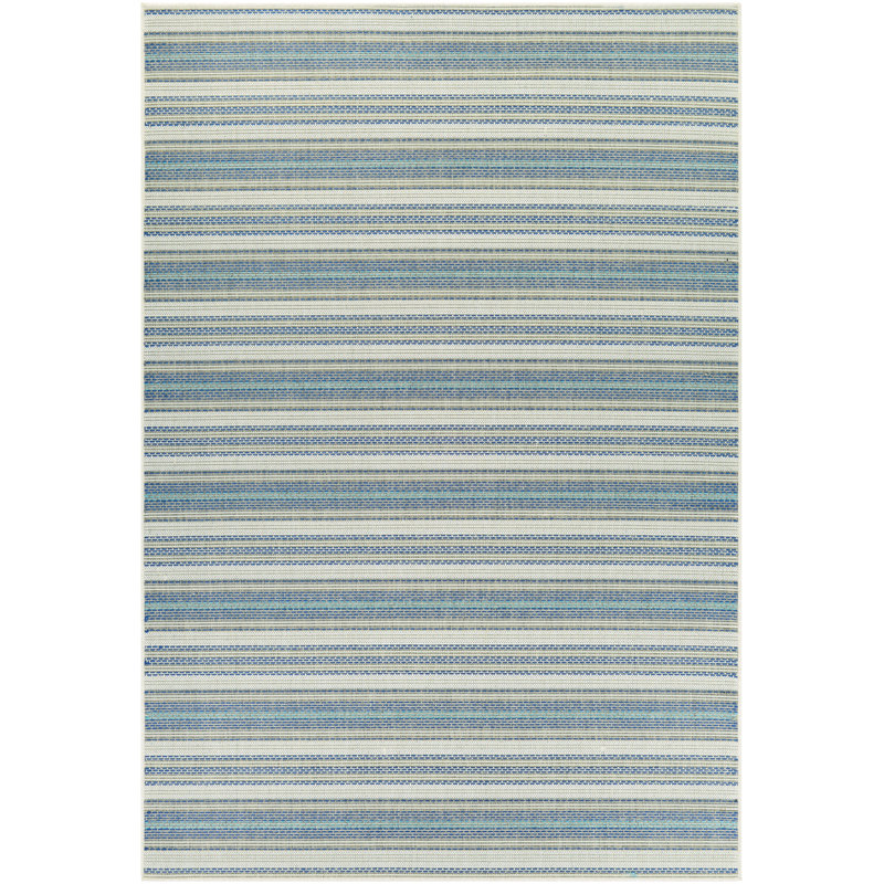 Wexford Striped Flatweave Marbella Blue Indoor Outdoor Area Rug