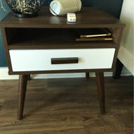 Union Rustic Revis Mid Century Modern Two Tone White And Walnut Finished 1 Drawer Wood End Table Reviews Wayfair