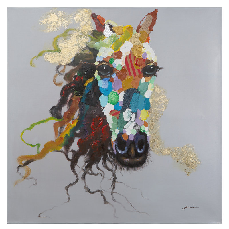 Latitude Run Horse Of An Abstract Color Painting Print On Wrapped