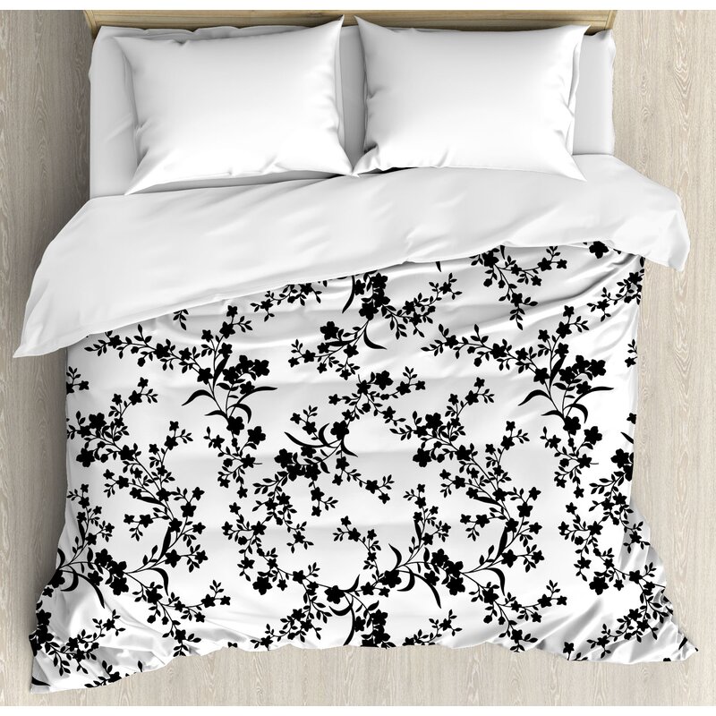 East Urban Home Victorian Style Curved Flower Baroque Blooms Branches Artistic Vintage Motif Duvet Cover Set Wayfair