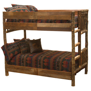 Hickory Bunk Bed with Barnwood Rail by Fireside Lodge