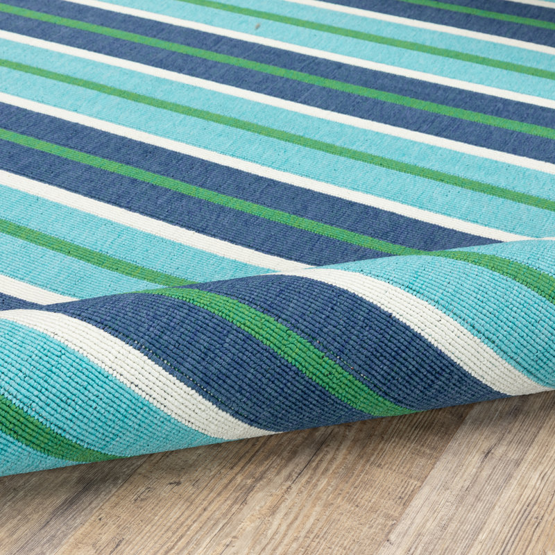 Beachcrest Home Kailani Striped Blue Indoor Outdoor Area Rug Beachcrest Home Kailani Striped Blue