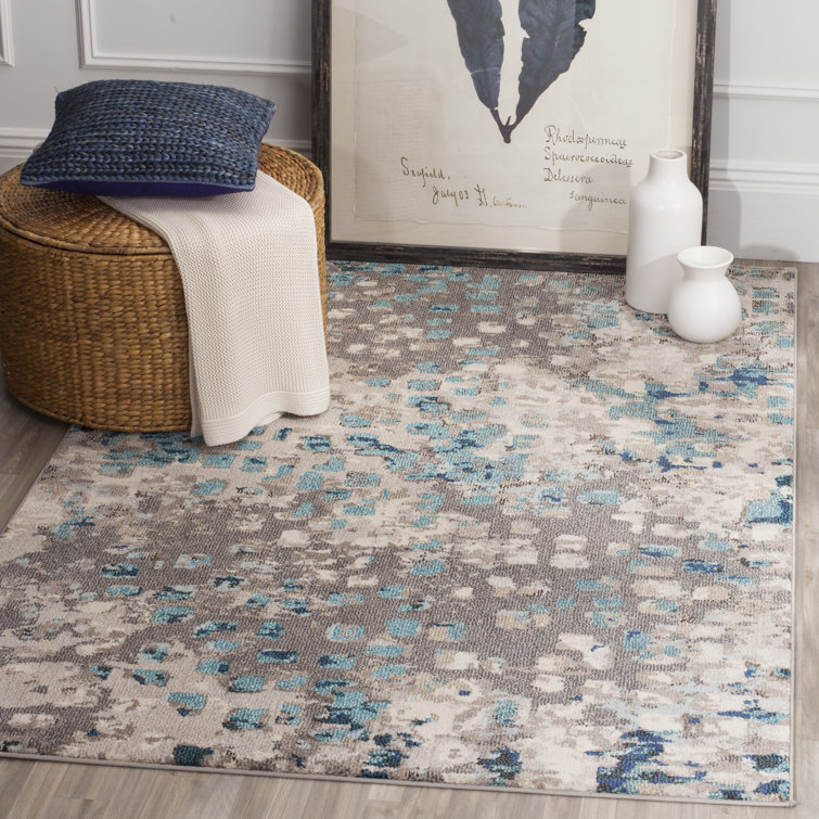Mistana™ Indira Abstract Gray/Light Blue Area Rug & Reviews Wayfair