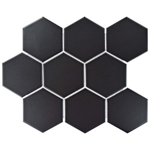 Hexagonal Tile You Ll Love Wayfair Retro Super Hex 3 73 X Porcelain Mosaic Field Tile In Matte Black