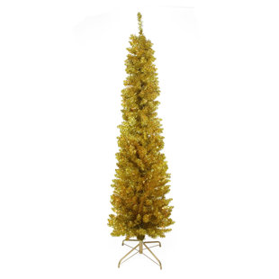 Antique Gold Christmas Tree Wayfair 6 Gold Artificial Christmas Tree 150 Clear Lights With Stand And Tinsel Branches