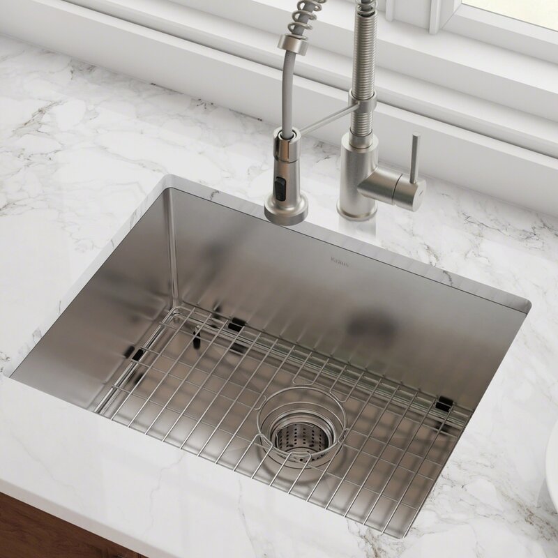 23 L X 18 W Undermount Kitchen Sink With Basket Strainer