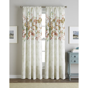 Regan Floral Bloom Sheer Rod Pocket Single Curtain Panel
