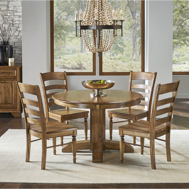 One Allium Way Ian 5 Piece Extendable Solid Wood Dining ...