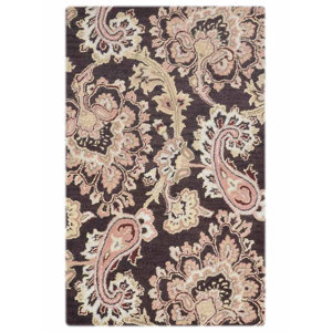 Kinzer Floral Hand Tufted Wool Brown Area Rug