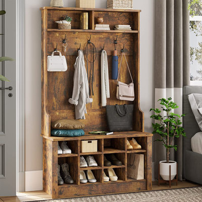 Auben 39.4'' Wide Hall Tree with Bench and Shoe Storage