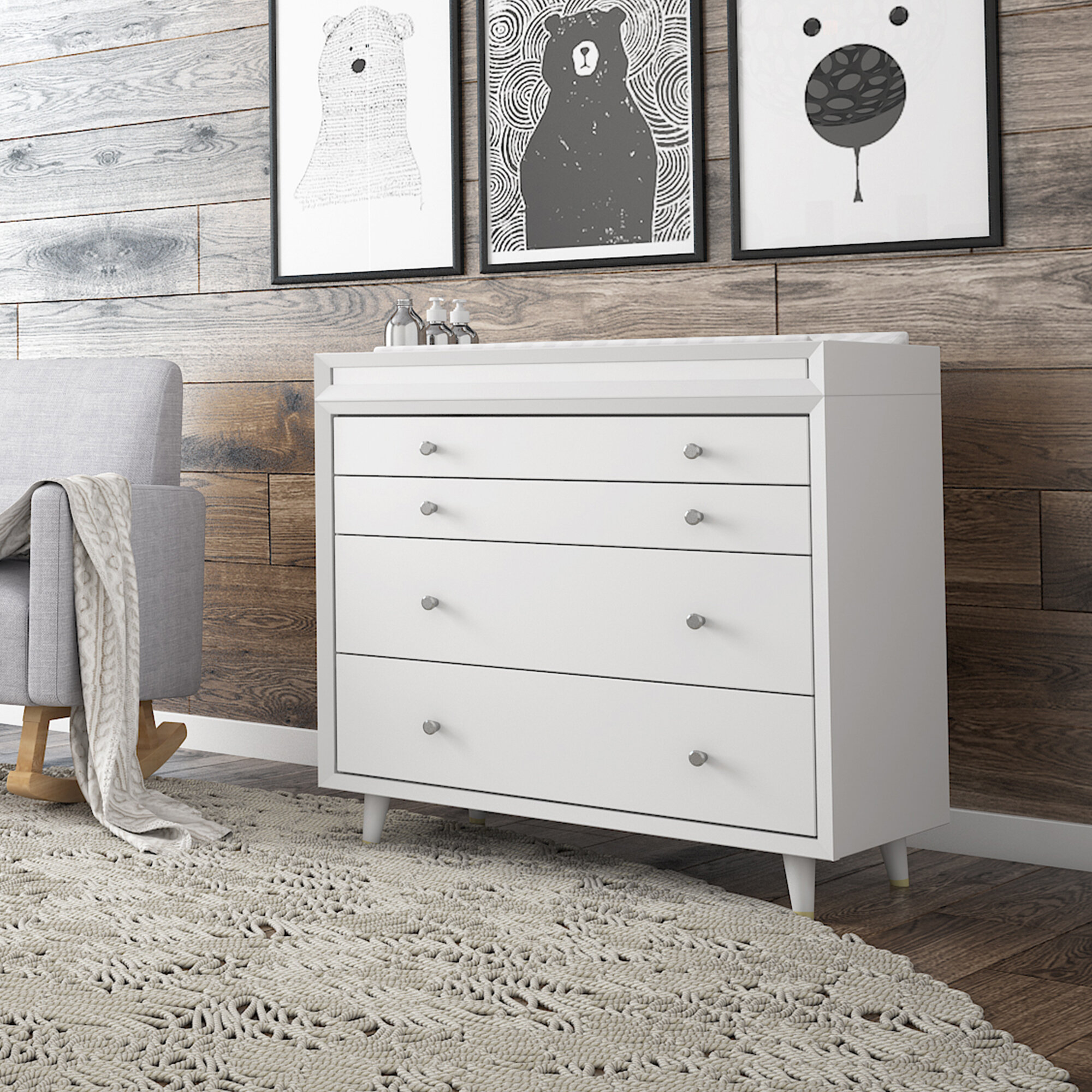 farmhouse 3 drawer dresser with changing top