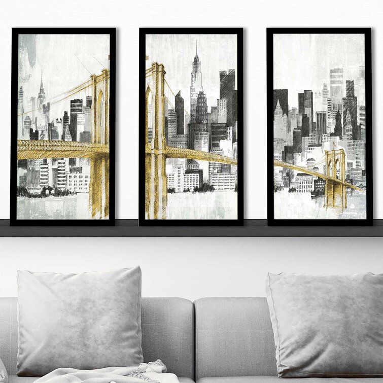 Boston Skyline ready to hang 5 piece mounted canvas wall art/surpassed stretched